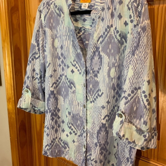 Ruby Red 100% Linen, size 2X - Picture 6 of 7